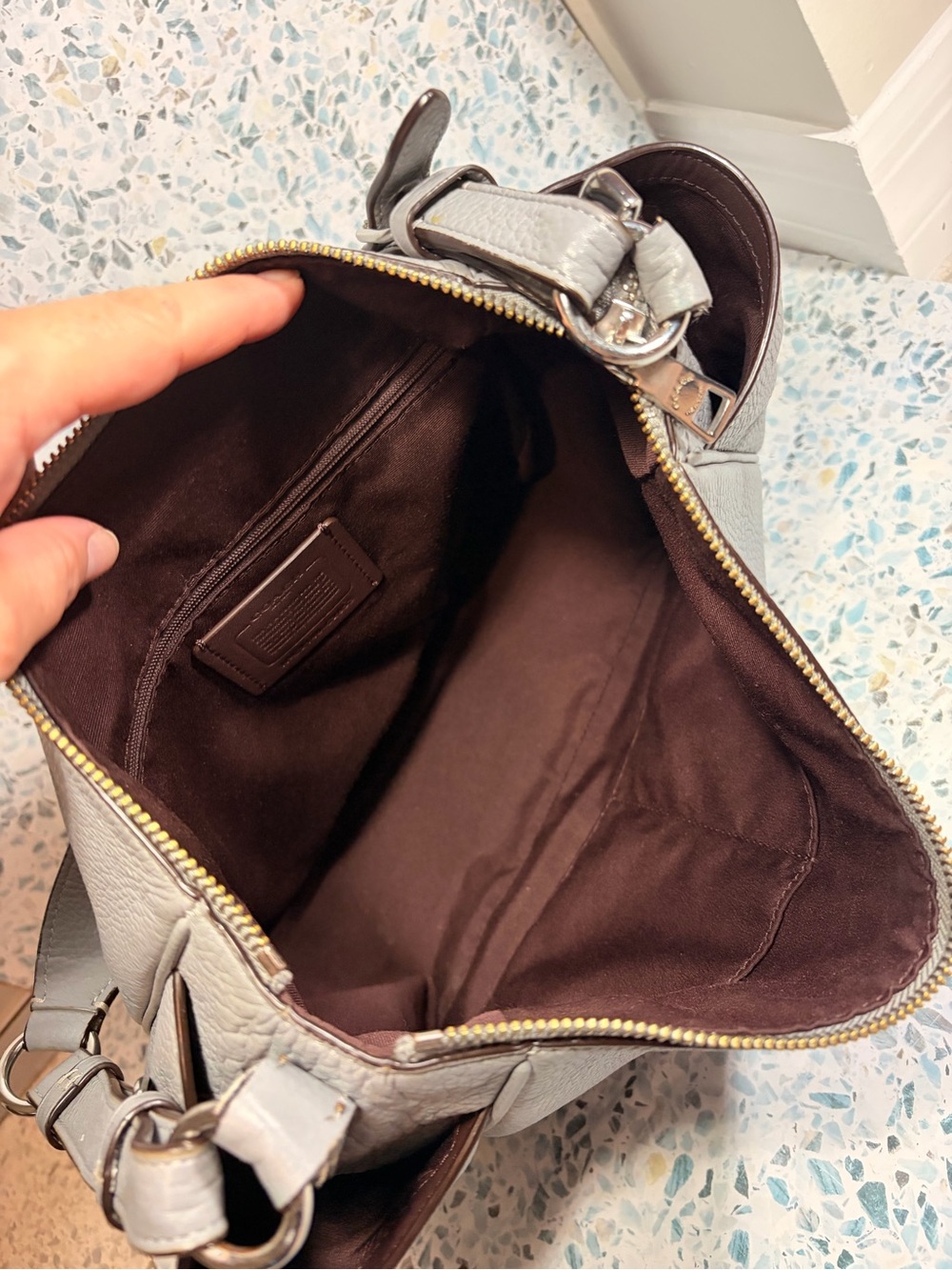 Coach Rori Shoulder Bag C2853 Granite Gray Pebble Leather - Picture 7 of 8